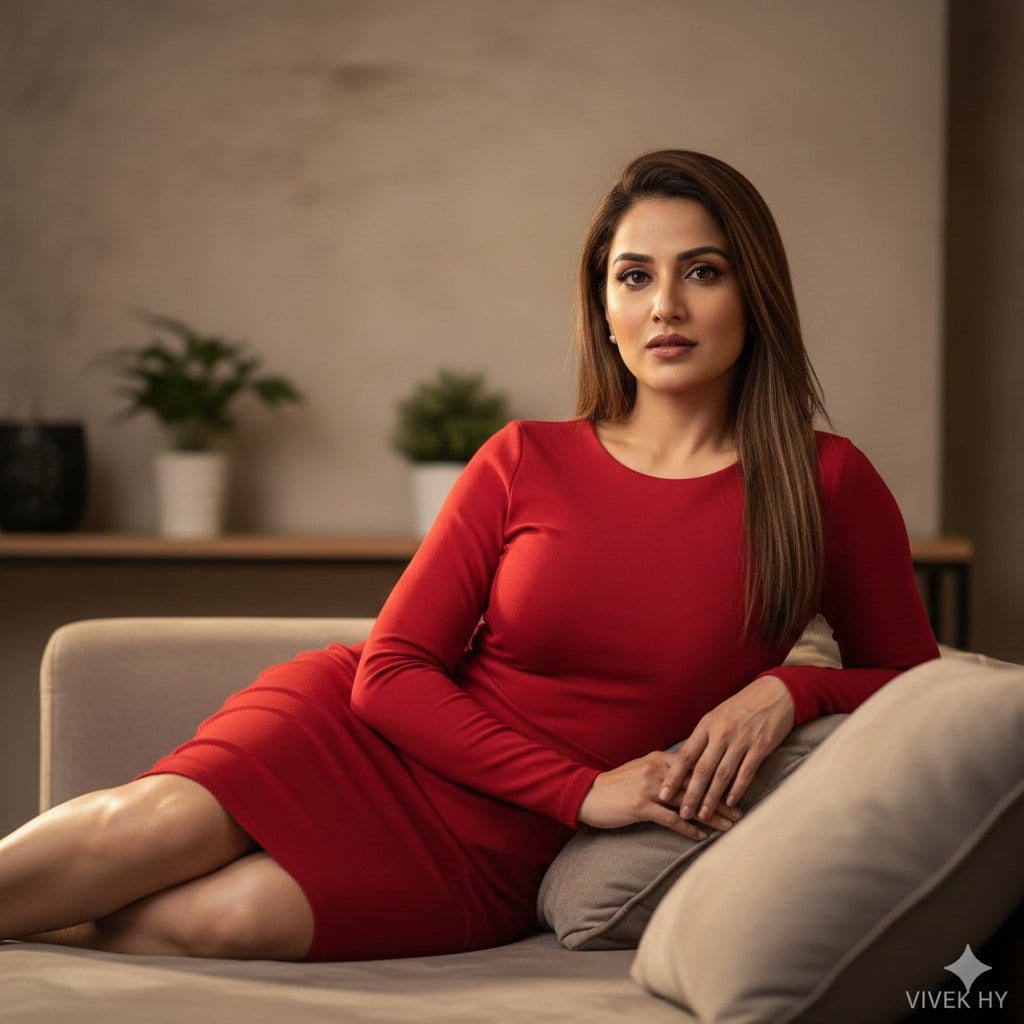 Ultra-Detailed 8K Portrait of a Confident Woman in Red