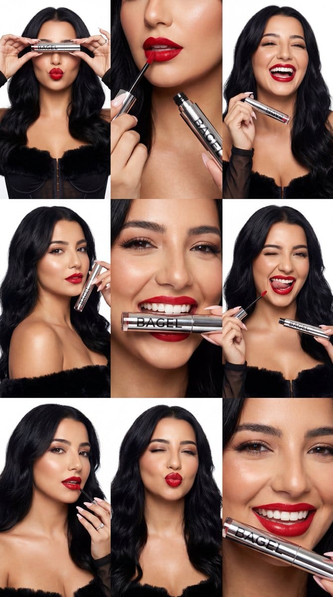 Ultra-Photoreal Beauty Campaign Contact Sheet (BAGEL)