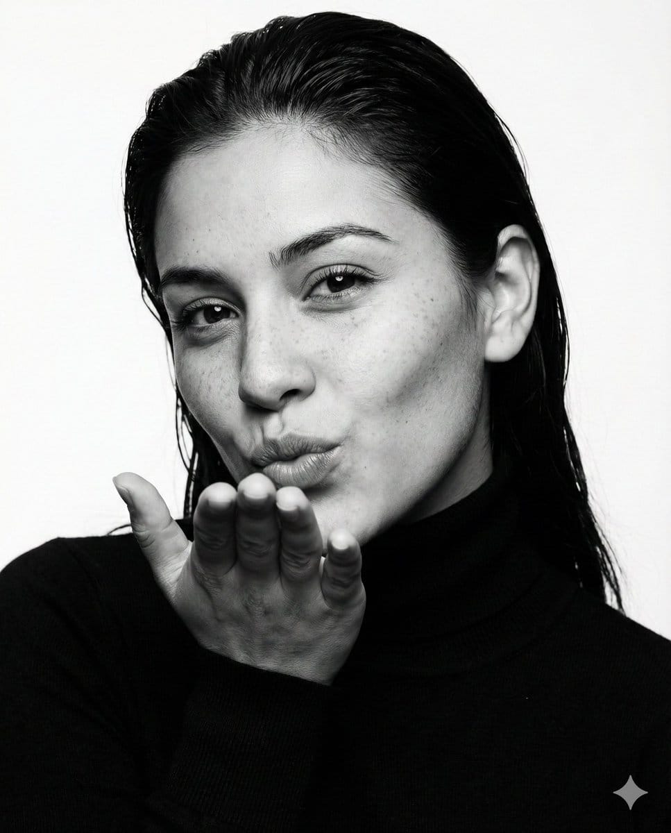 Ultra-photorealistic black and white fashion portrait prompt