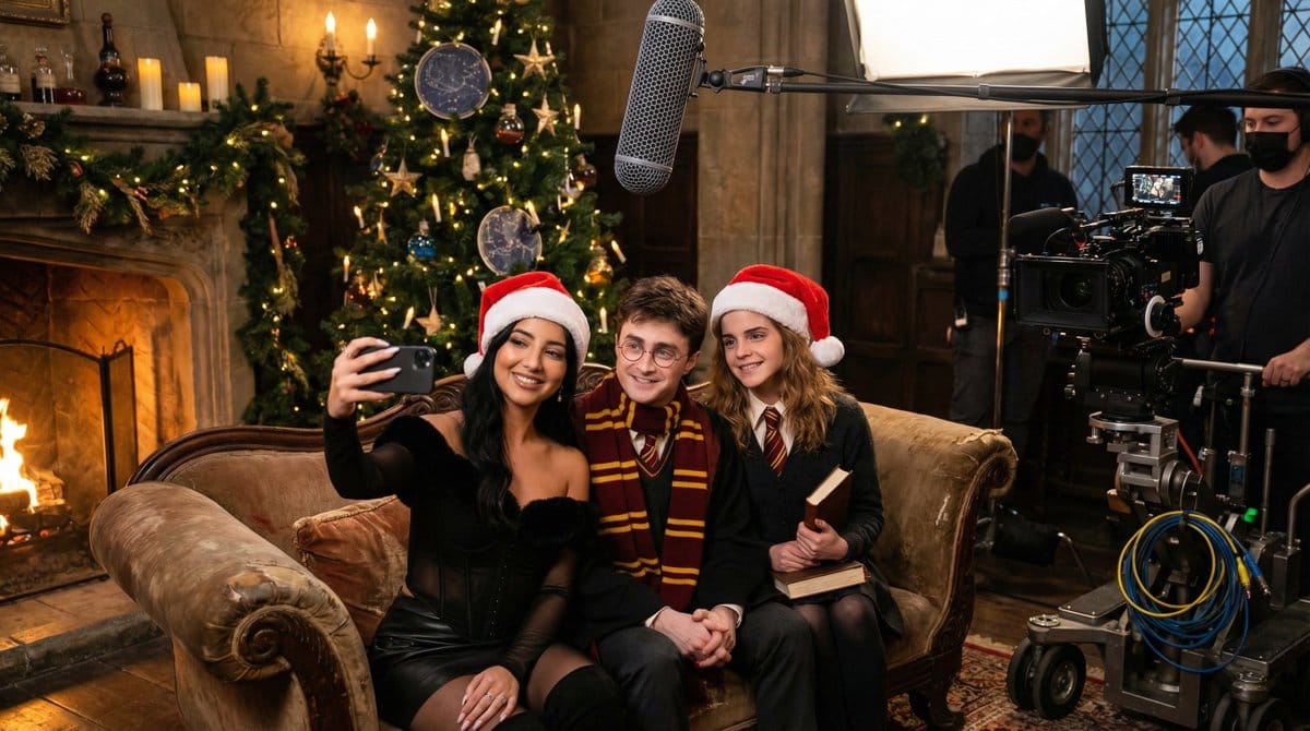 Ultra-Photorealistic BTS Selfie with Harry Potter Characters and Identity Lock