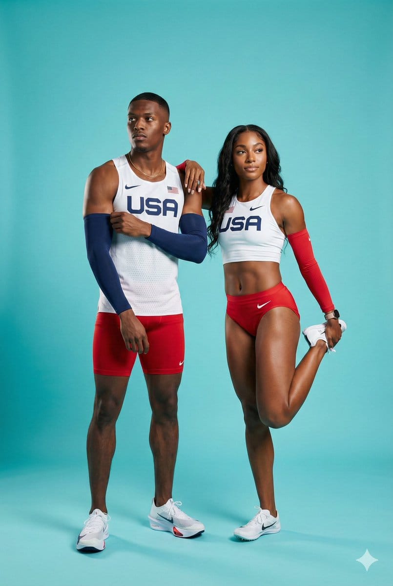 Ultra-Photorealistic Team USA Track Athletes Portrait