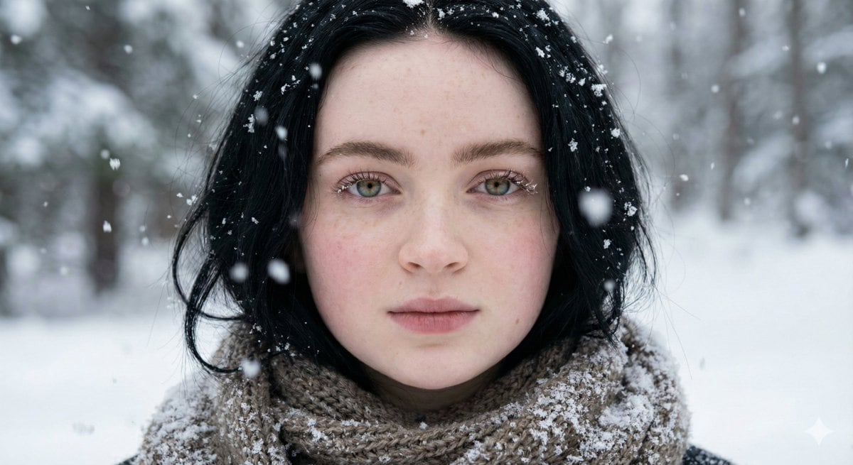 Ultra-Photorealistic Winter Portrait Macro Focus (Sadie Sink)