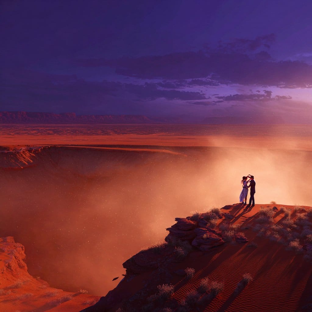 Ultra-Real 16K Cinematic Scene of Romantic Date on Mars