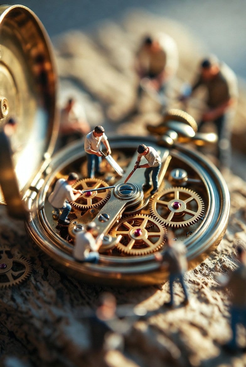 Ultra-realistic Macro Scene of Restoration Workers