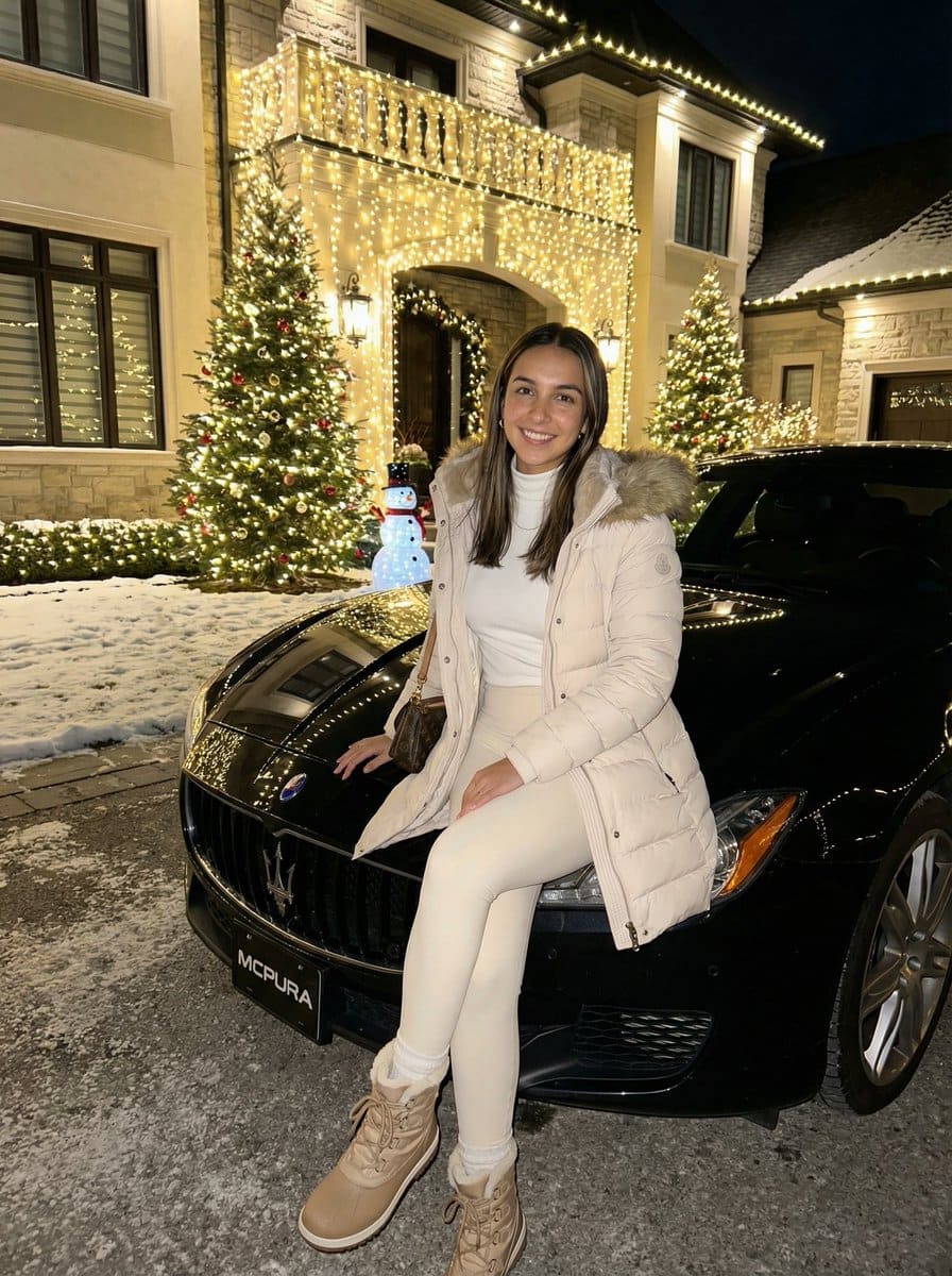 Ultra-Realistic Nighttime Winter Portrait in JSON Format