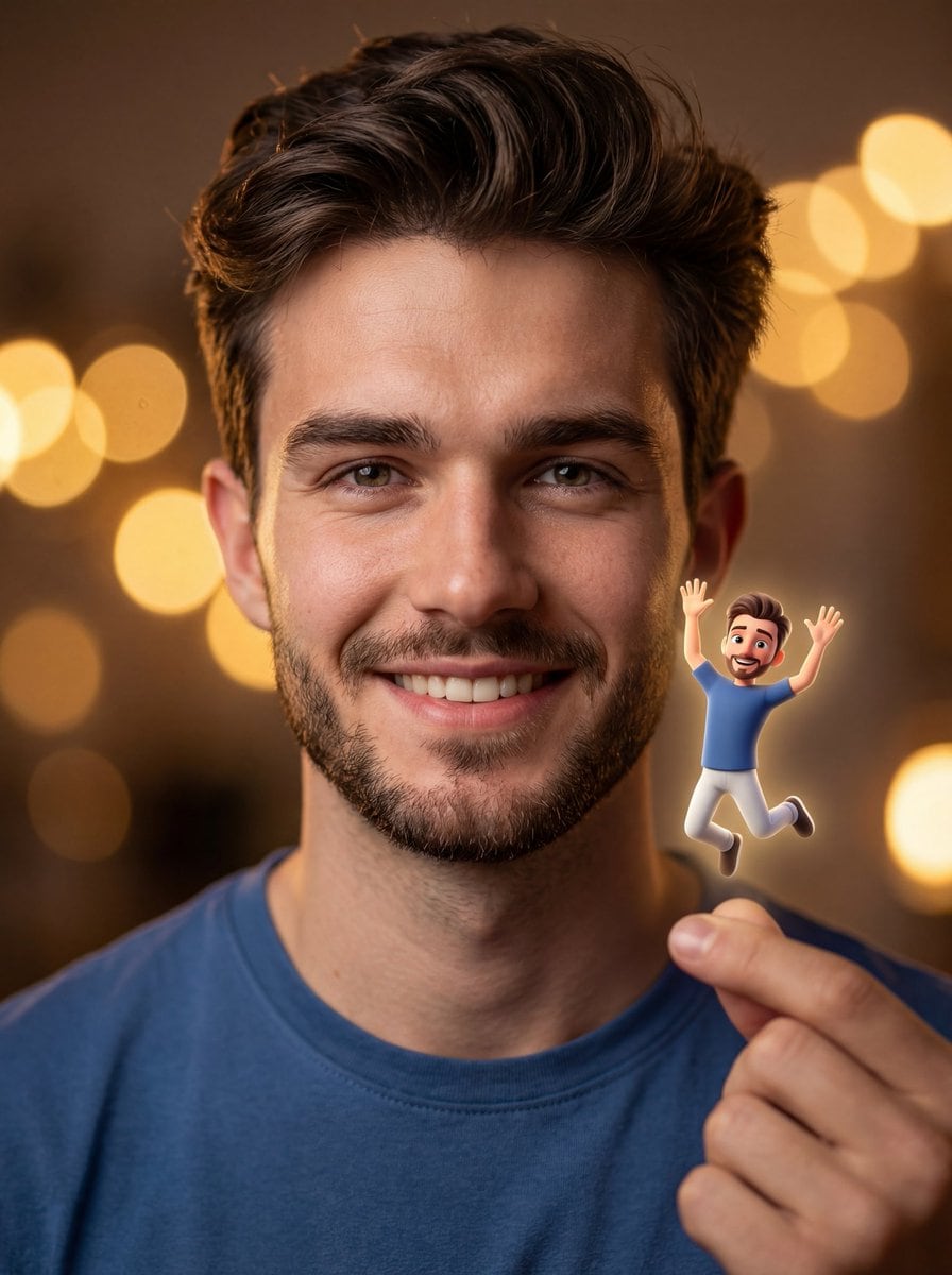 Ultra-realistic Portrait with Miniature Cartoon Self