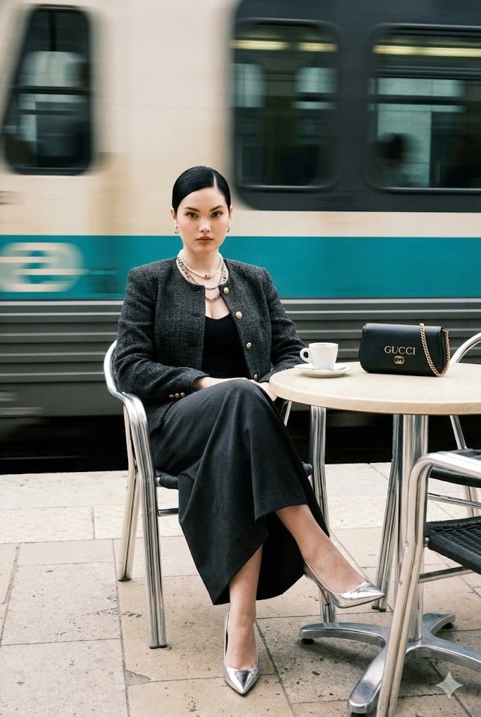 Ultra-Realistic Street-Fashion Portrait with Motion Blur