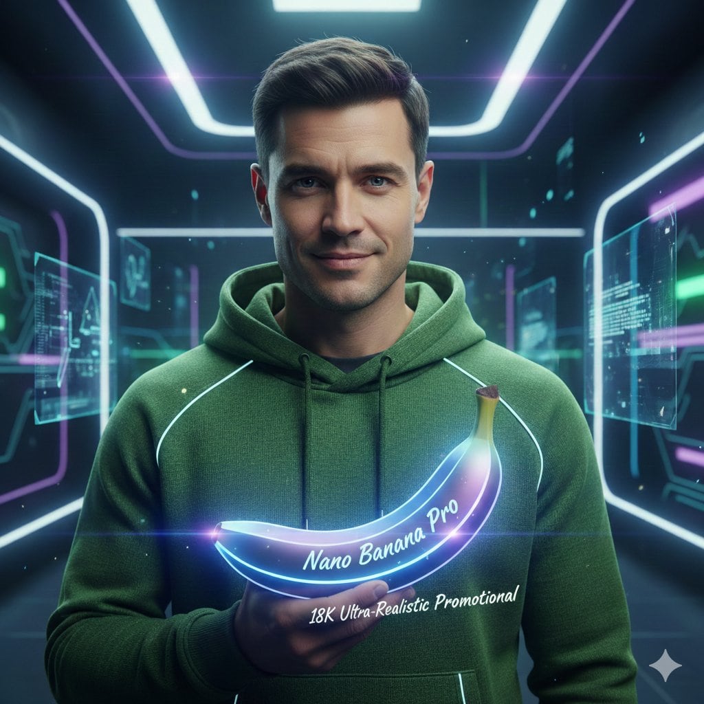 Ultra-Realistic Studio Portrait of Man in Green Hoodie