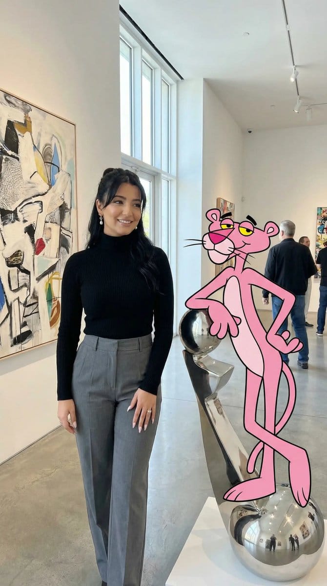 Ultra Photoreal Cartoon Reality Scene with Pink Panther