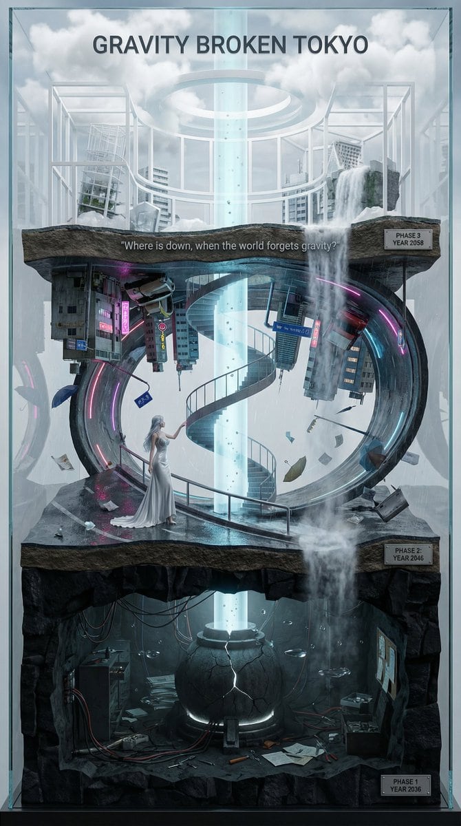 Vertical Layered Diorama Concept Art Prompt for Sci-Fi Film