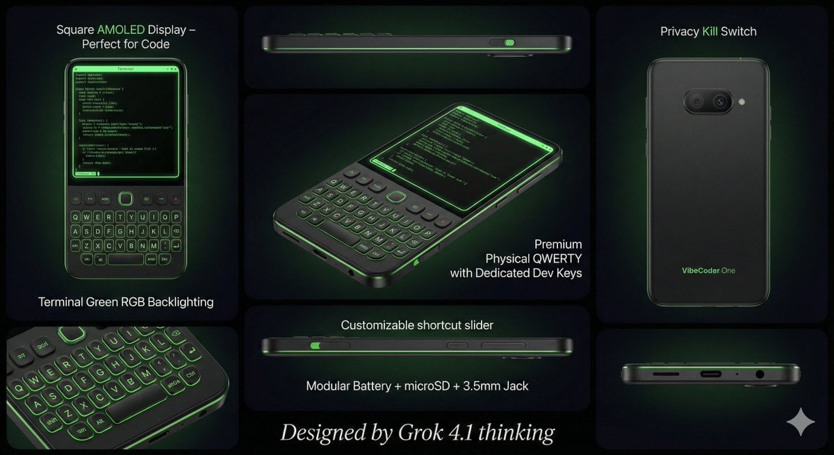 Vibe Coder Keyboard Phone Design Task