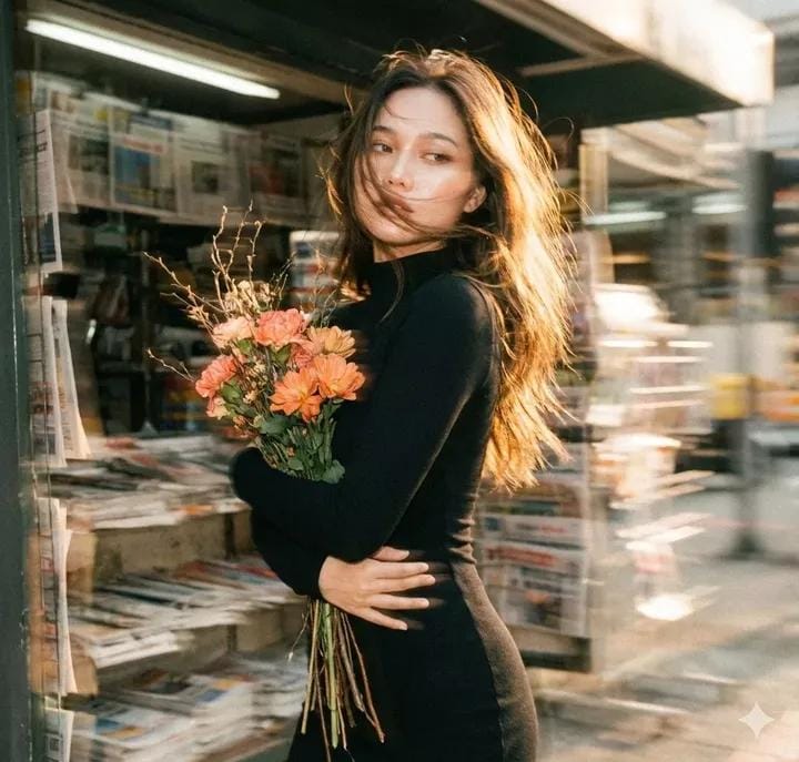 Vintage Film Aesthetic Portrait with Motion Blur