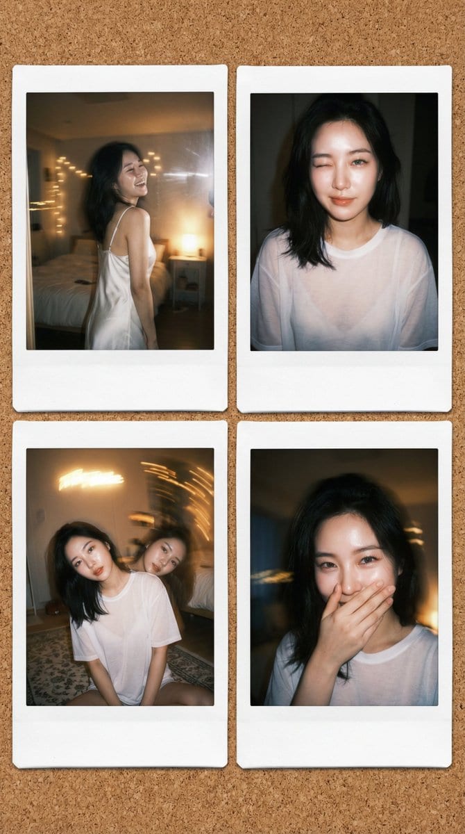 Vintage Film Korean Idol Mirror Selfie Collage