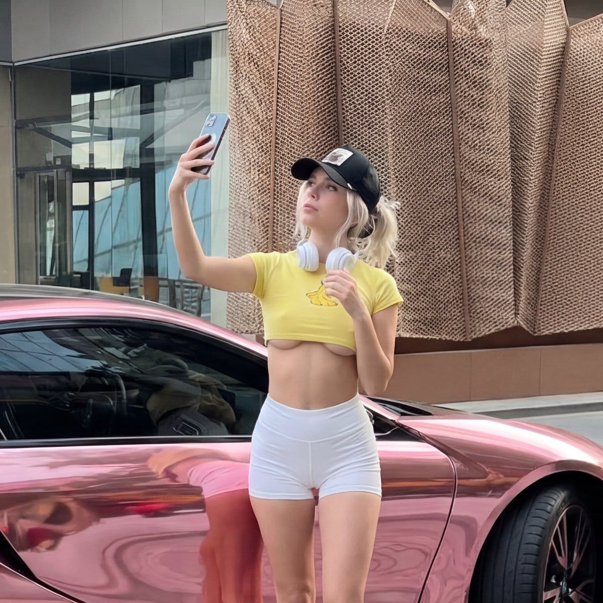 Viral Slideshow Prompt: Pink BMW Selfie