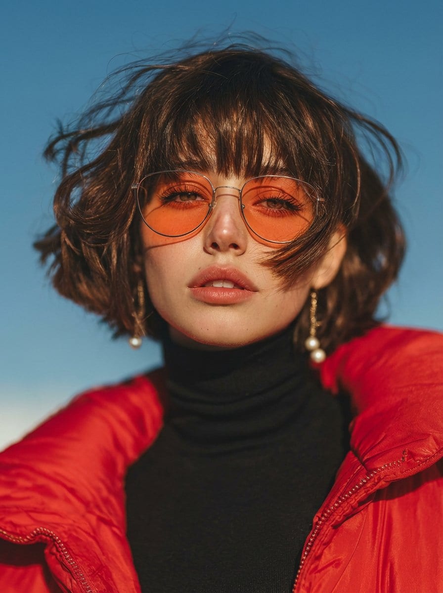 Vogue Style Red Puffer Jacket Portrait Prompt