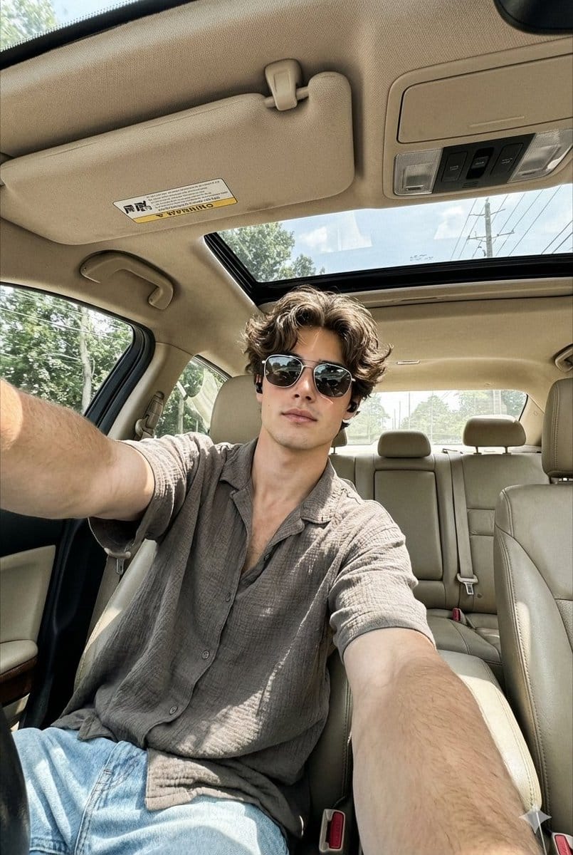 Wide-Angle Car Selfie Replication Prompt