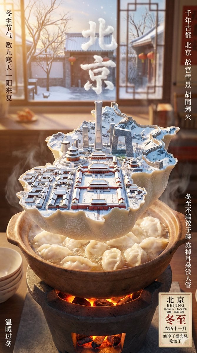 Winter Solstice City Food Art Poster Prompt