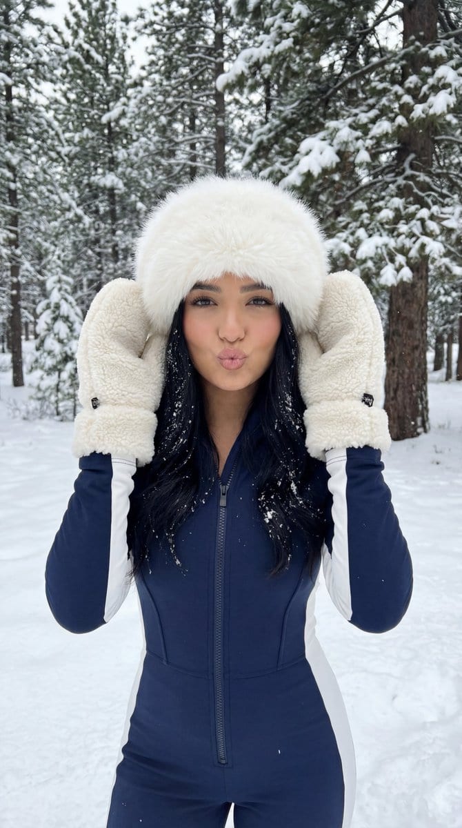 Winter Sport Lifestyle Portrait with Fur Hat and Pout