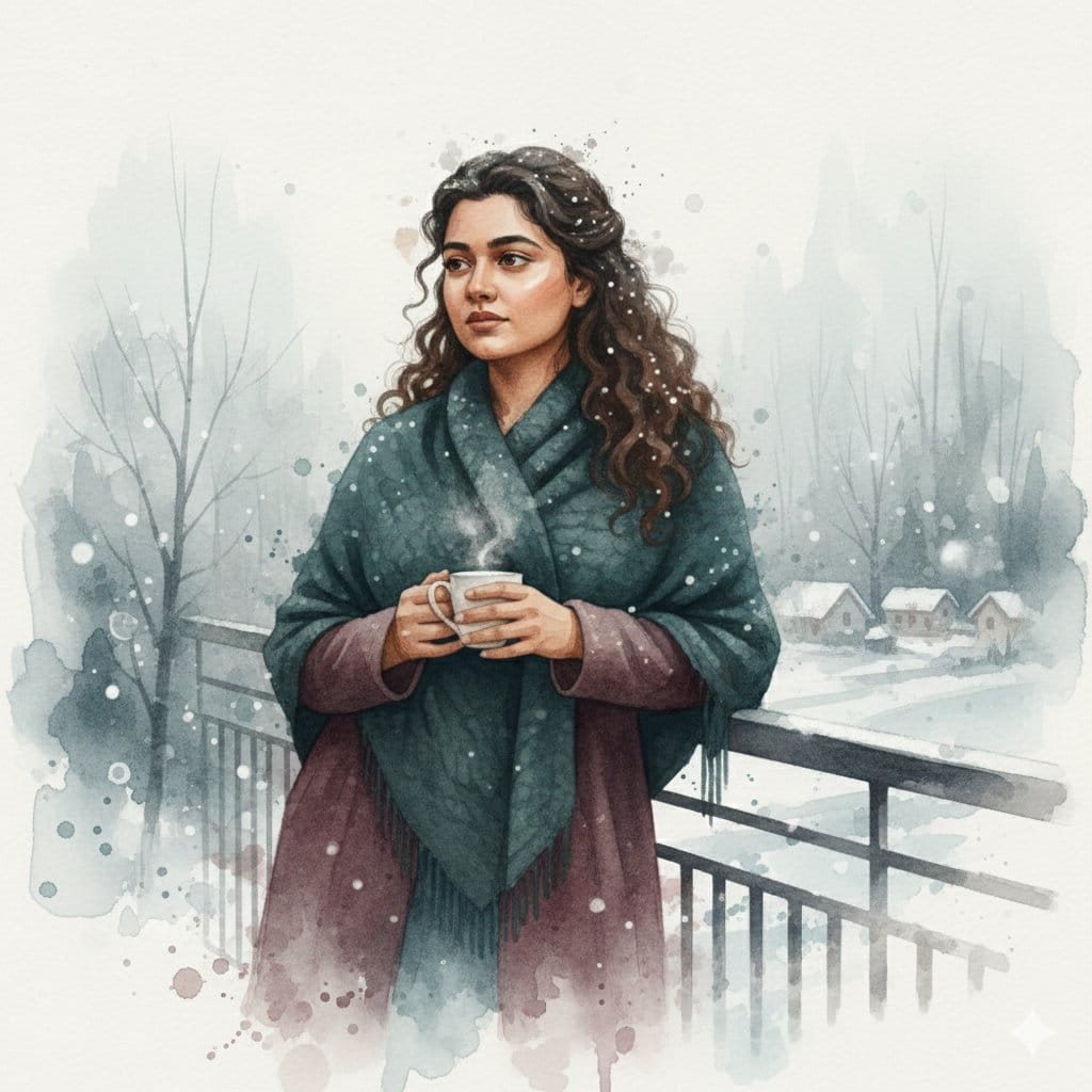Winter Watercolor Portrait with Identity Lock Prompt