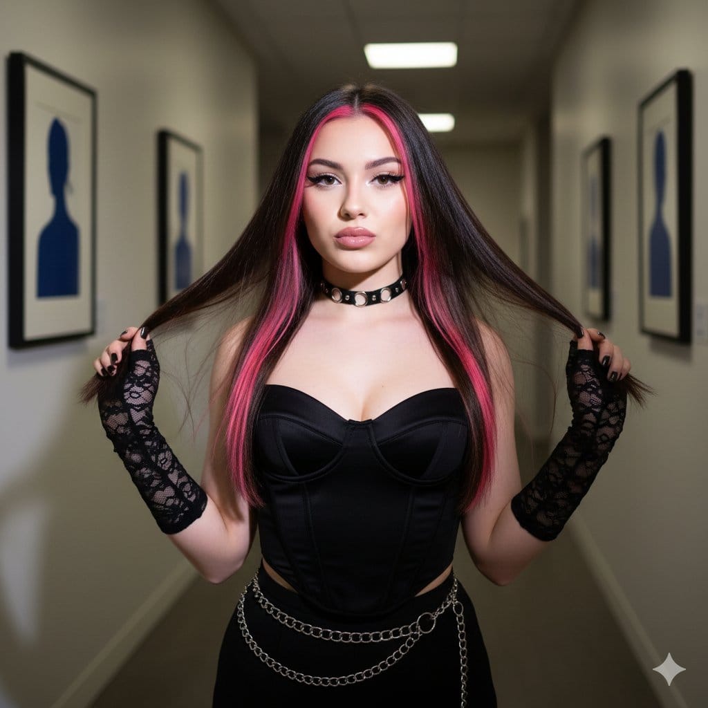 Y2K Digital Flash Influencer Aesthetic Portrait