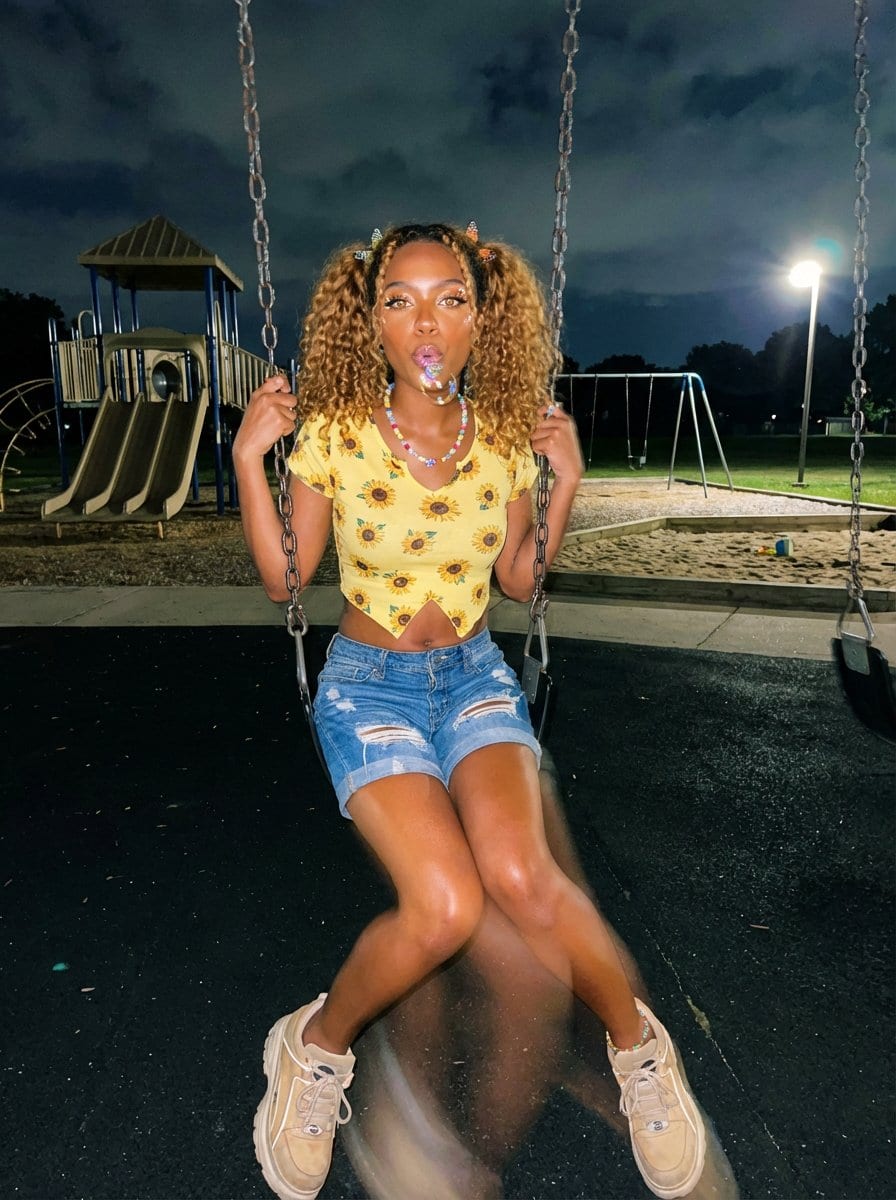 Y2K Grunge Night Playground Portrait Prompt