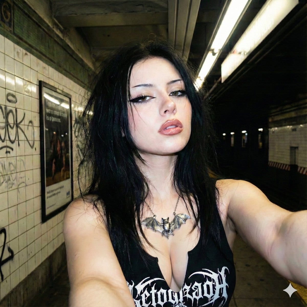 Y2K Grunge Subway Selfie Image Analysis Prompt