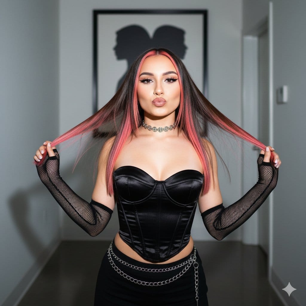 Y2K Influencer Flash Photography Portrait