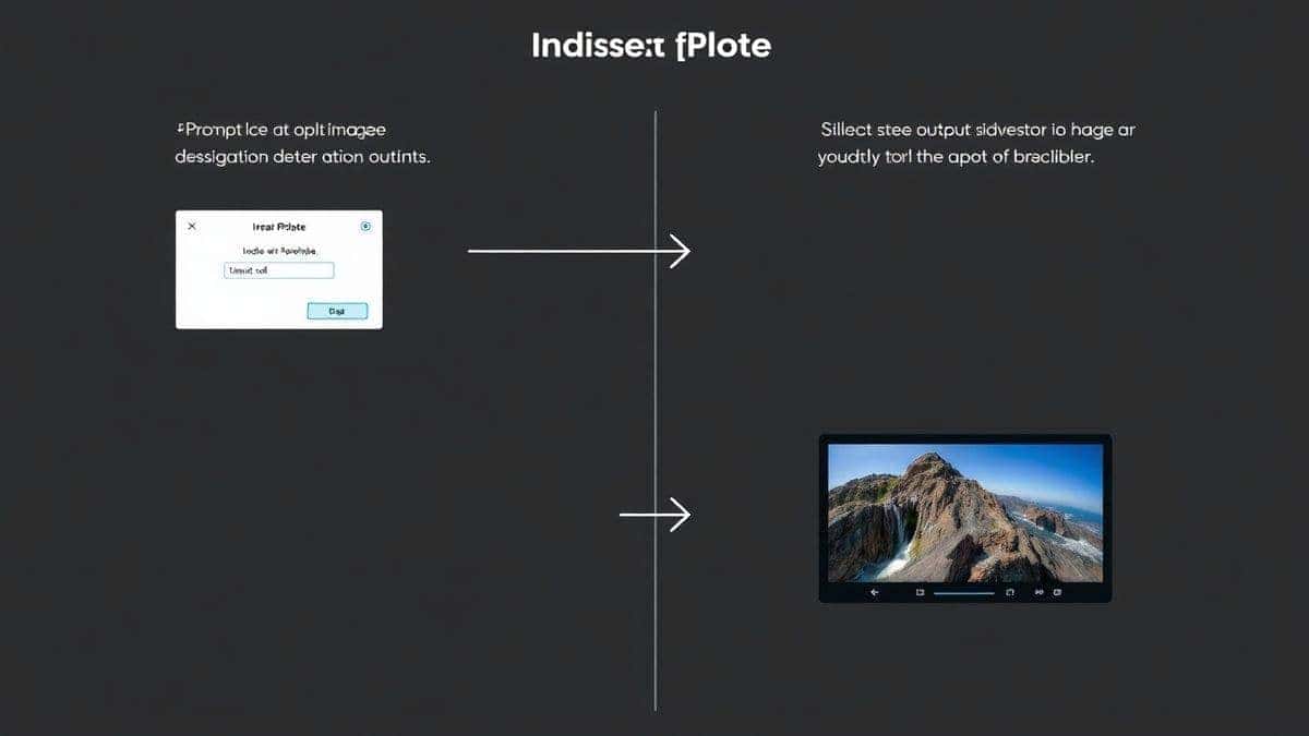 Step by step process of AI image generation showing prompt input and image output, split screen comparison, modern workflow, 4k, detailed infographic style Step by step process of AI image generation showing prompt input and image output, split screen comparison, modern workflow, 4k, detailed infographic style