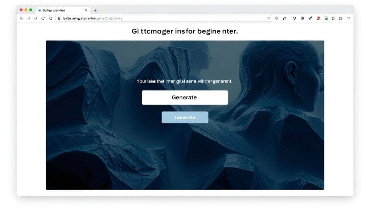 A clean and modern web interface of the best AI image generator for beginners, showing a simple text box and a generate button, futuristic minimalist design, 4k quality, soft lighting, screenshot style