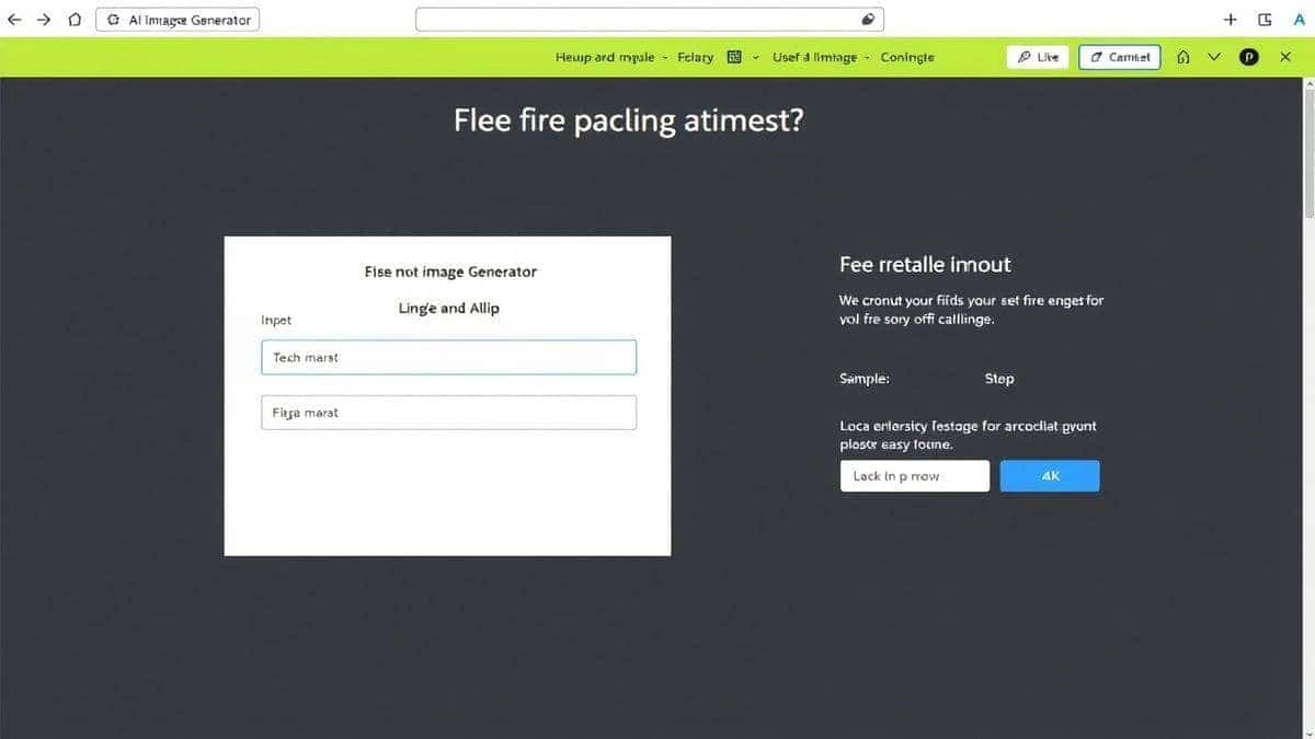 screenshot of the Free AI Image Generator website interface on freeimageai.org, showing the prompt input box and a generated anime sample, clean modern UI, 4k screenshot of the Free AI Image Generator website interface on freeimageai.org, showing the prompt input box and a generated anime sample, clean modern UI, 4k