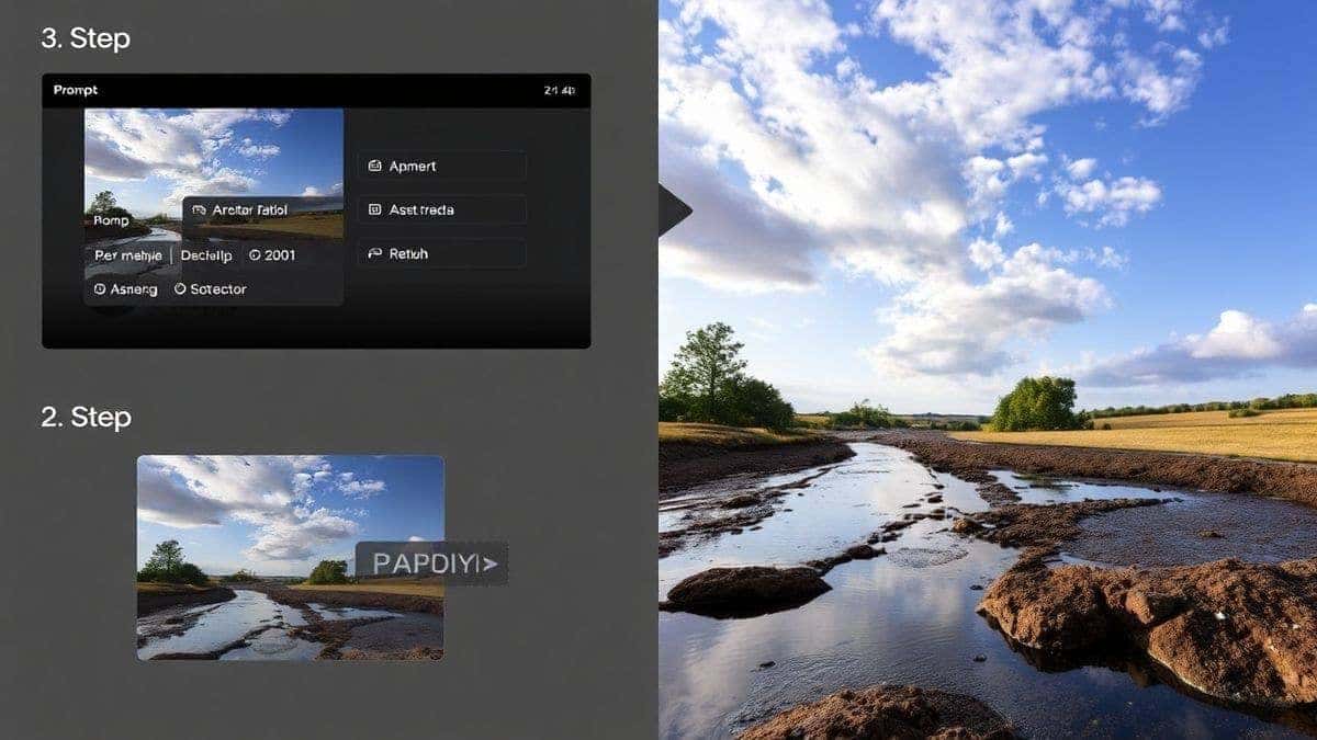 Step-by-step visual guide showing a split screen of prompt inputs and the resulting high quality AI generated images, demonstrating aspect ratio changes and style variations, professional tutorial style Step-by-step visual guide showing a split screen of prompt inputs and the resulting high quality AI generated images, demonstrating aspect ratio changes and style variations, professional tutorial style