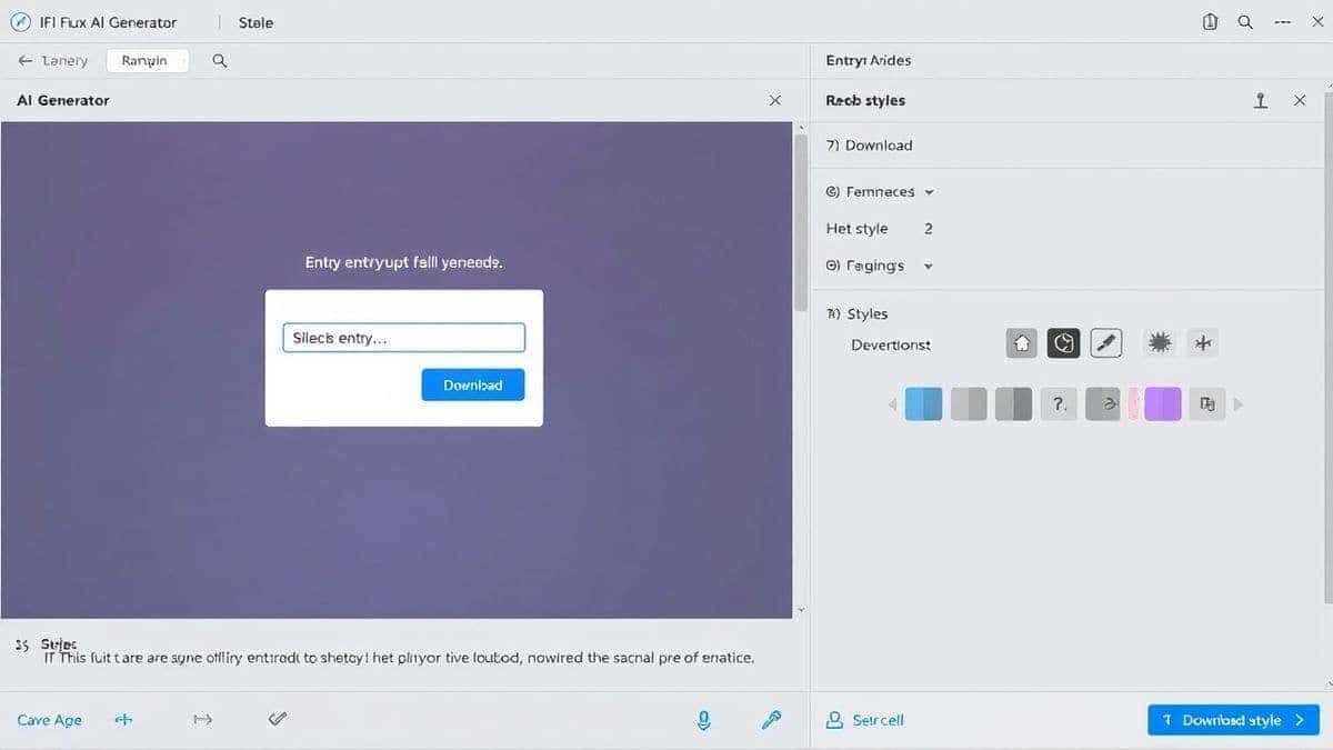step by step guide to using Flux AI generator showing prompt entry, style selection, and download buttons, user interface walkthrough, clear numbered steps step by step guide to using Flux AI generator showing prompt entry, style selection, and download buttons, user interface walkthrough, clear numbered steps