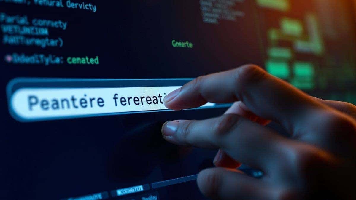 Close-up shot of a hand typing a detailed prompt into the Free AI Image Generator text box, cursor blinking, ready to generate, high-tech look Close-up shot of a hand typing a detailed prompt into the Free AI Image Generator text box, cursor blinking, ready to generate, high-tech look
