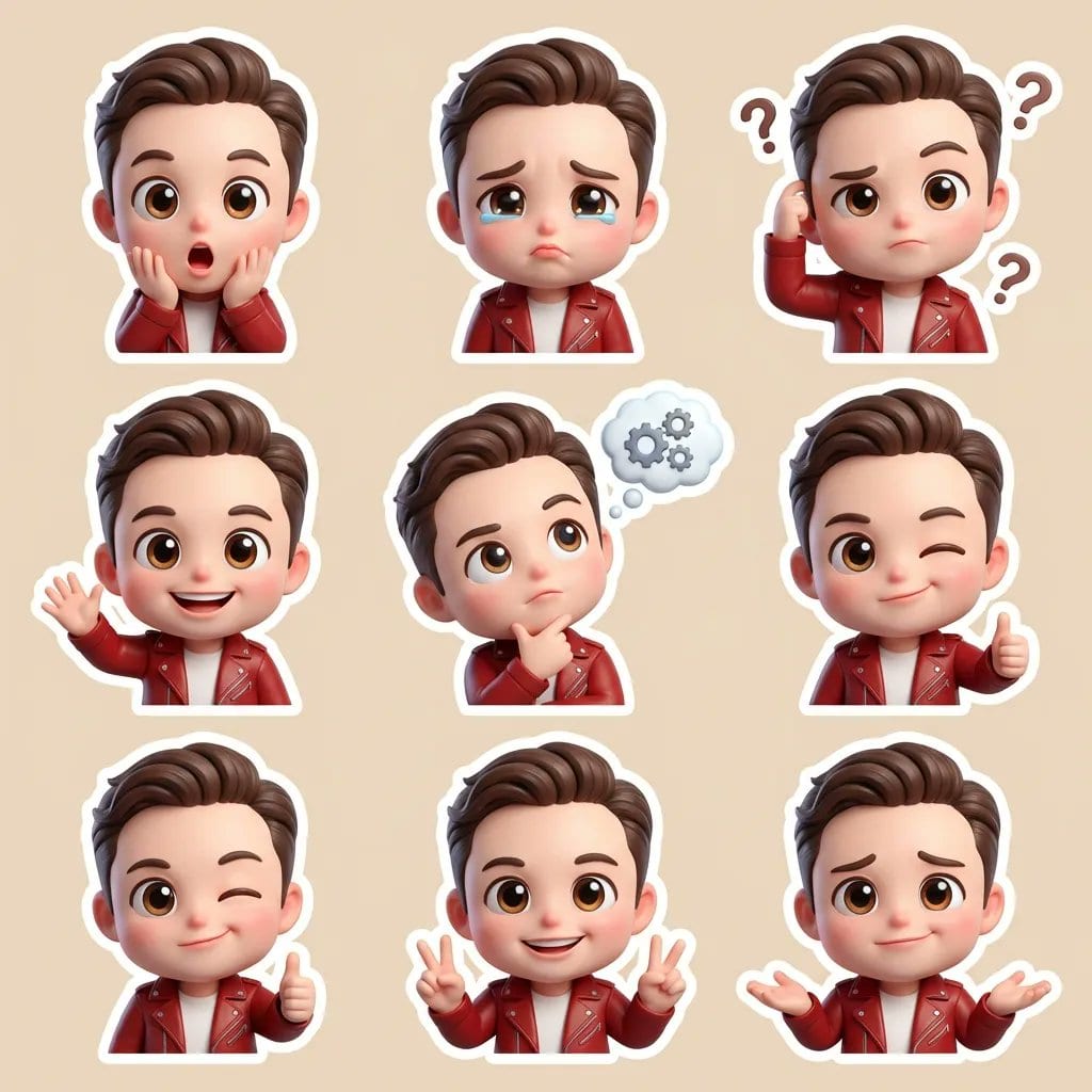3D Chibi Cartoon Sticker Set Generation Prompt