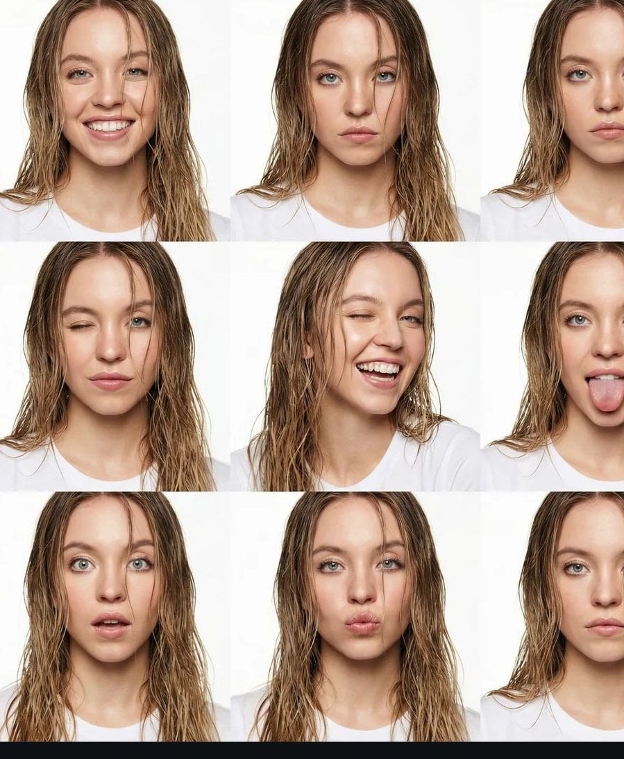 3x3 High-Fashion Wet Hair Editorial Grid with Identity Lock