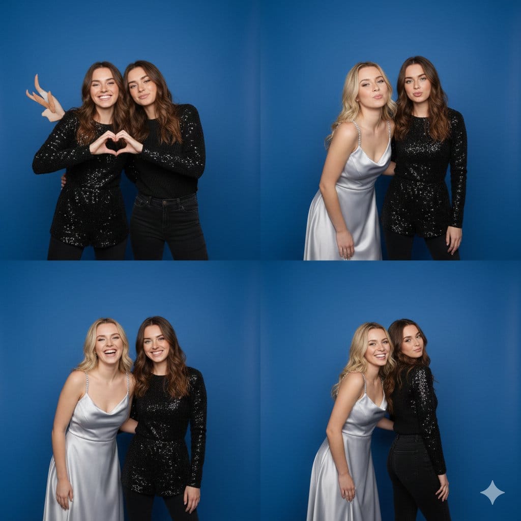 4-Panel Photo Booth Collage of Two Women