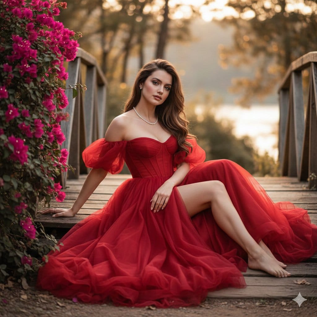 Ana de Armas in Red Gala Dress Fine-Art Photography