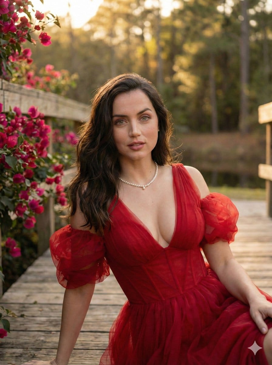 Ana de Armas in Red Gala Dress Fine-Art Photography (Duplicate)
