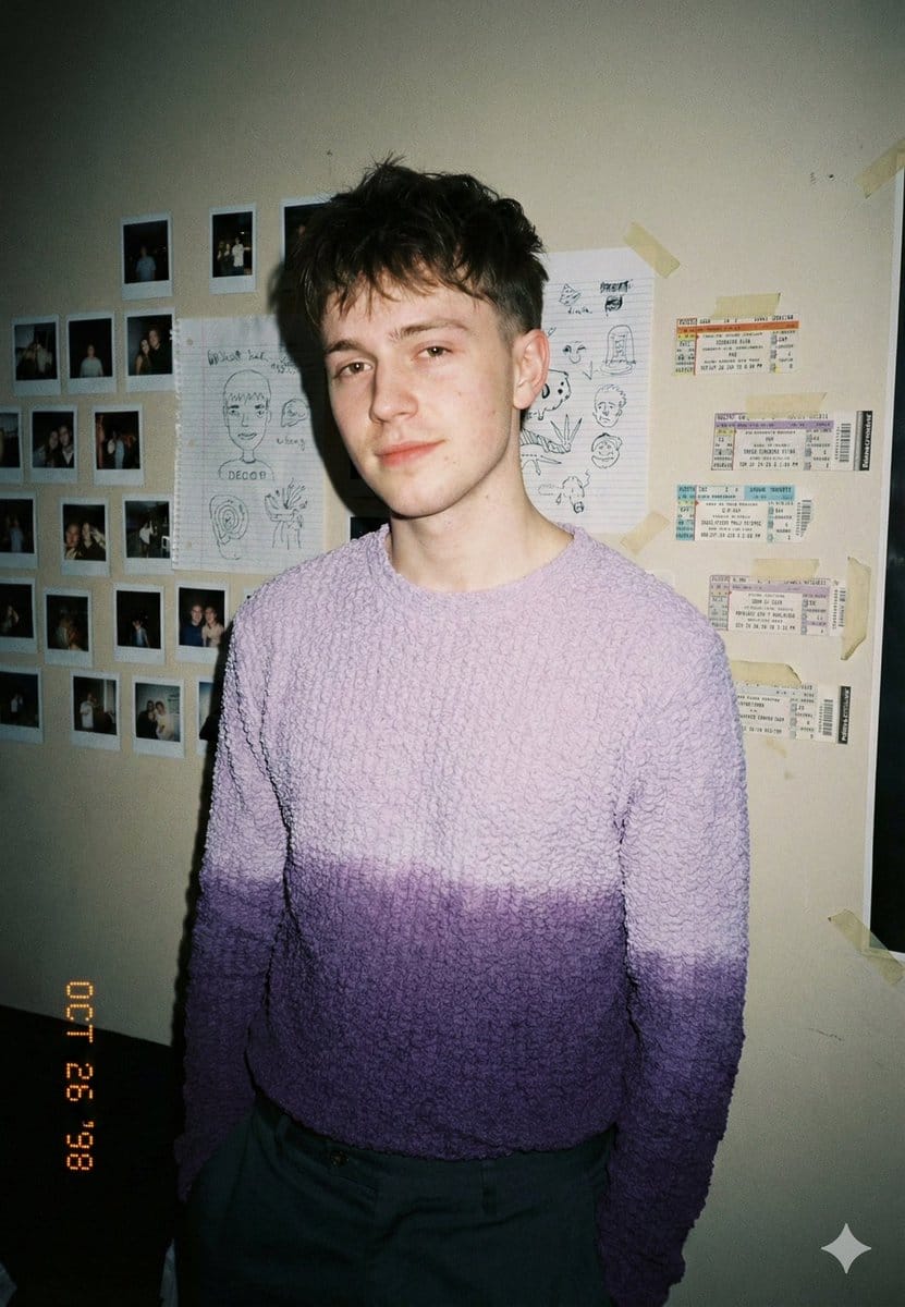 Analog-Inspired Male Portrait with Hard Flash Prompt