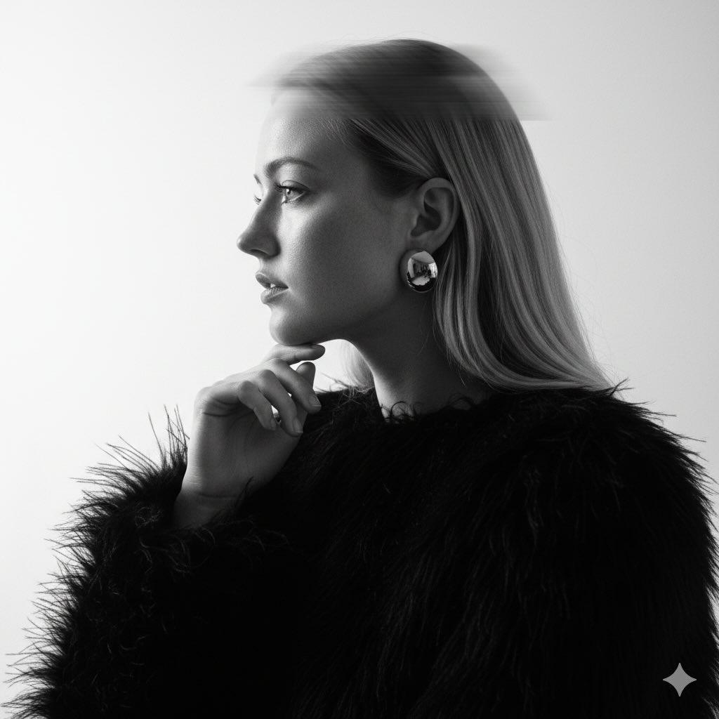 Black-and-White Surreal Editorial Portrait Prompt