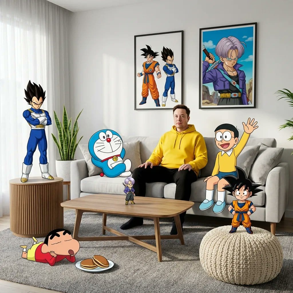 Blending Photorealism and Anime in a Living Room Scene