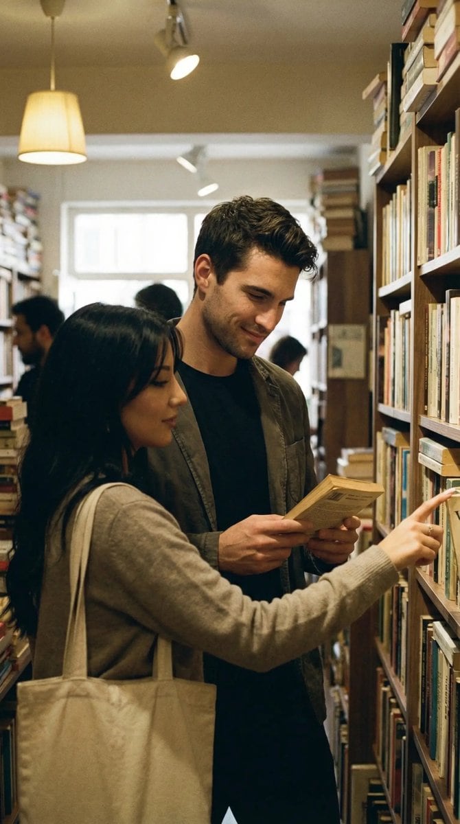 Candid Street Romance Film Still Prompt (Bookshop)