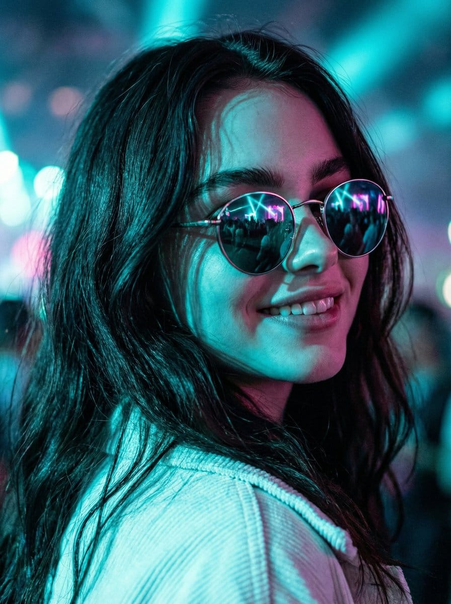 Cinematic Close-Up at an Electronic Music Festival