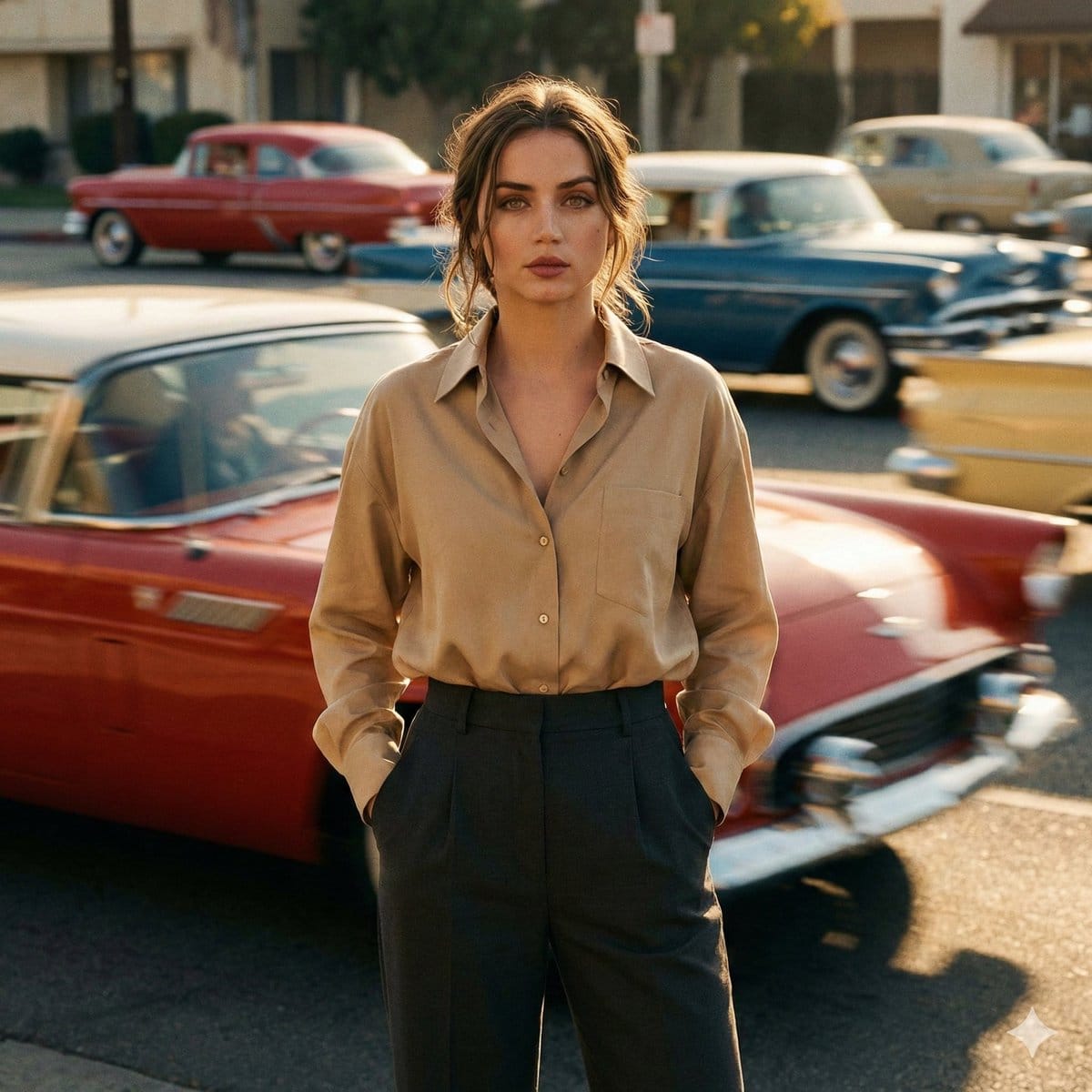 Cinematic Fashion Photo with Motion Blur Prompt