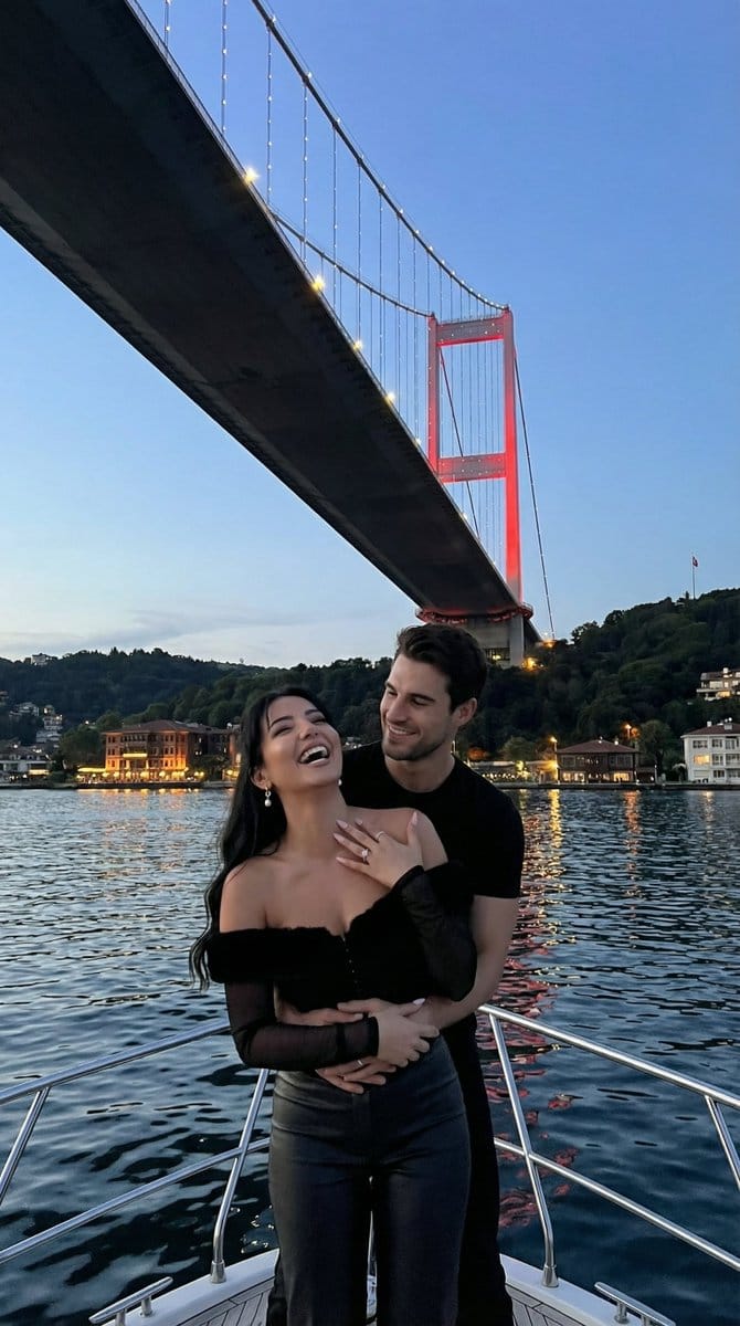 Cinematic Photoreal Romance on Bosphorus Yacht at Dusk