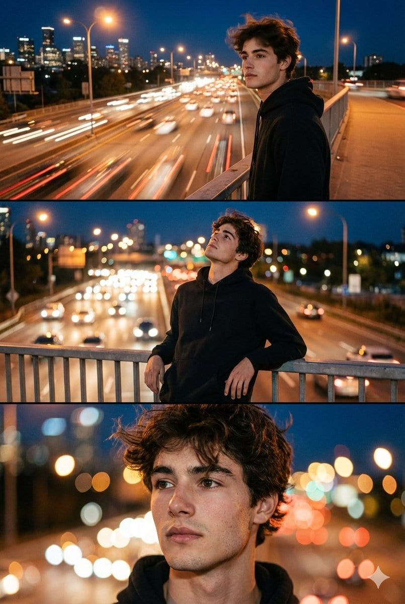 Cinematic Night City Triptych Portrait (Duplicate)