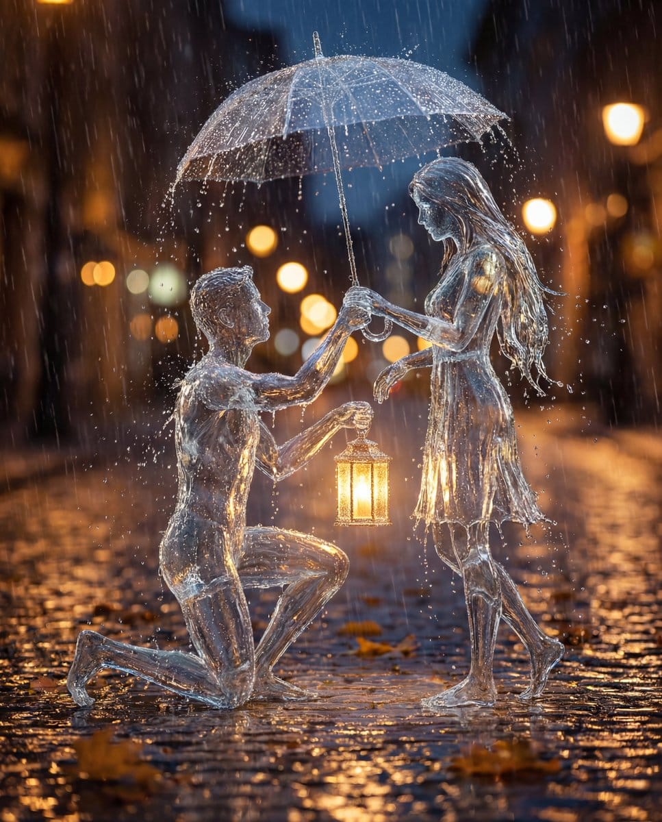 Conceptual Cinematic Art Made Entirely of Water Droplets