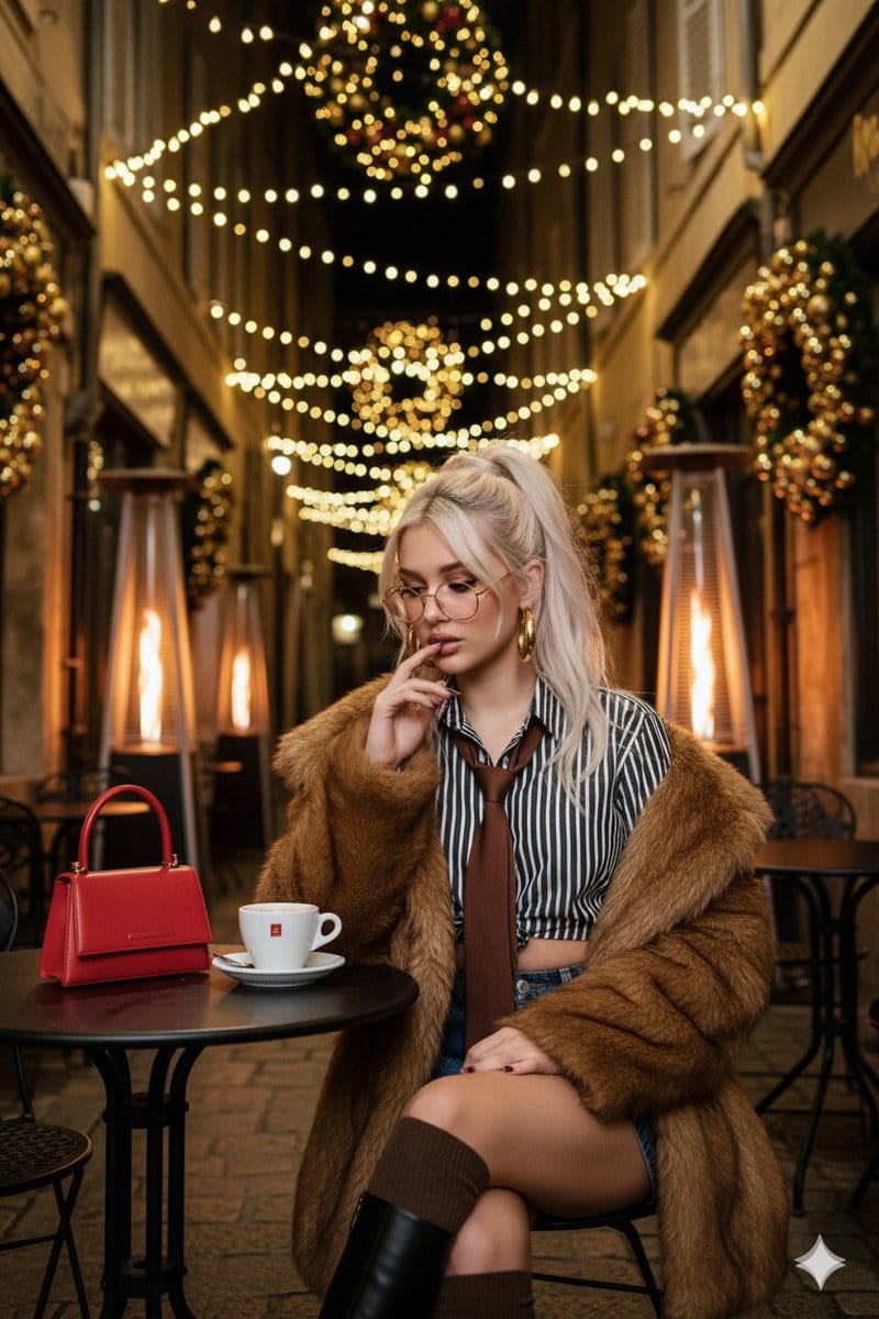 Cozy Christmas Cafe Portrait