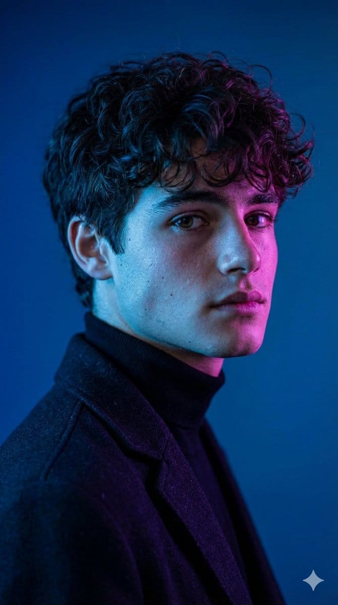 Dramatic Cinematic Portrait with Contrasting Lighting