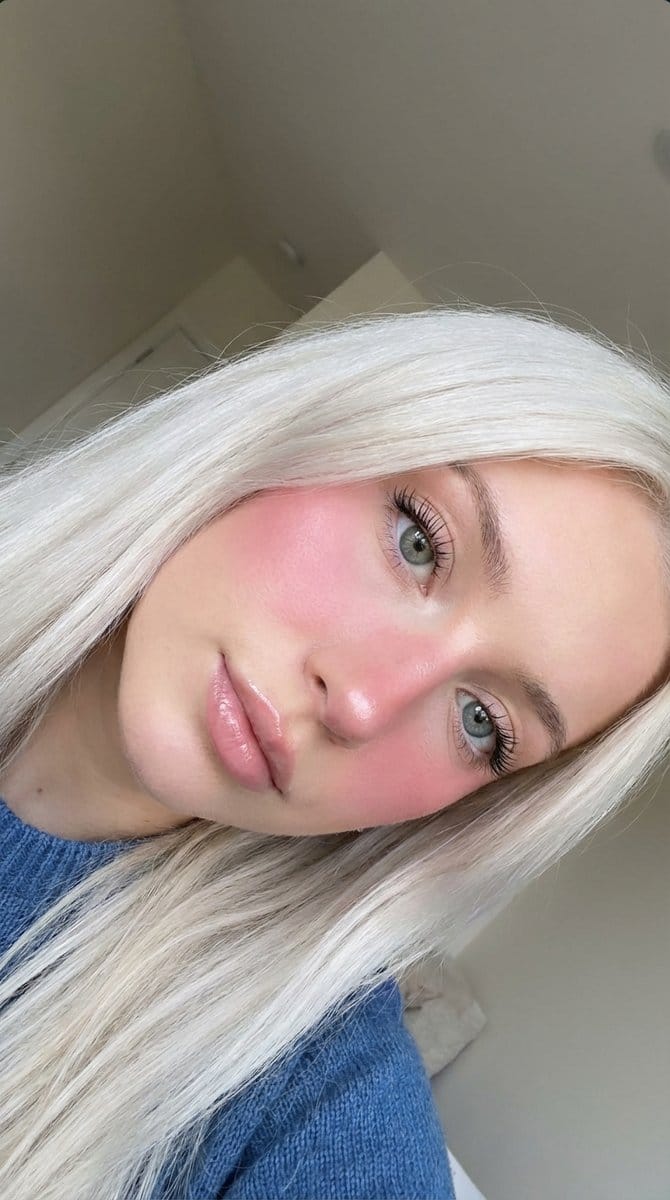 Extreme Close-up Beauty Selfie with Heavy Blush